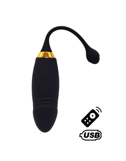 HAPPY, Un Œuf vibrant long USB avec télécommande, dans un silicone médical doux et lisse