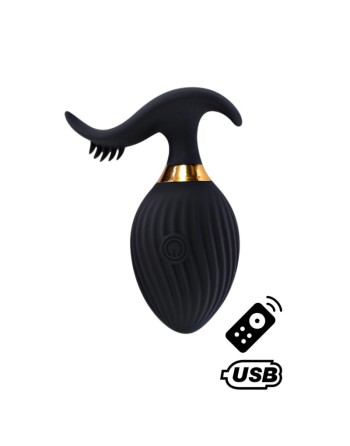 WAVE , Un Œuf vibrant noir USB avec stimulation clitoridienne, doté d'une télécommande 
