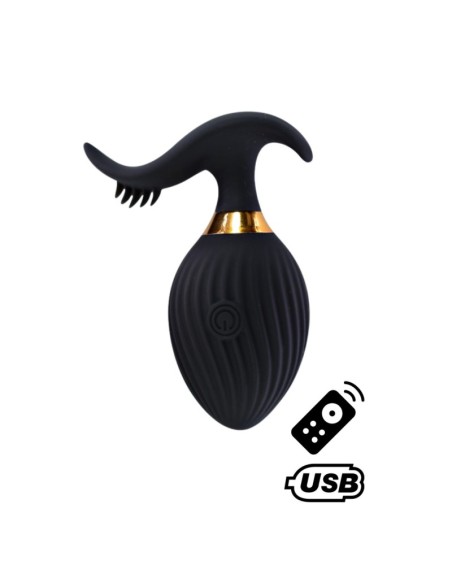 WAVE , Un Œuf vibrant noir USB avec stimulation clitoridienne, doté d'une télécommande 