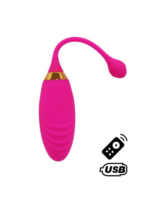 SUNDAY, Un Œuf vibrant USB avec télécommande, dans un silicone médical doux et rainuré 