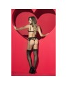 Ensemble 3 pièce, Soutien gorge  String  Porte-jarretelle, Noir 