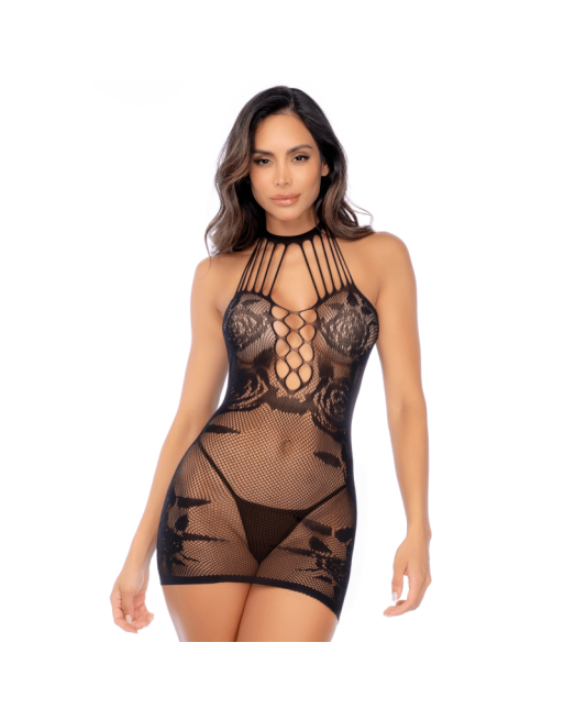 Robe en résille noire florale - Mapalé