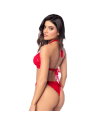 Ensemble sexy 2 pièces en dentelle romantique avec haut et string assorti 