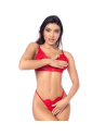 Ensemble sexy 3 pièces peek-a-boo en dentelle avec string et porte-jarretelles 